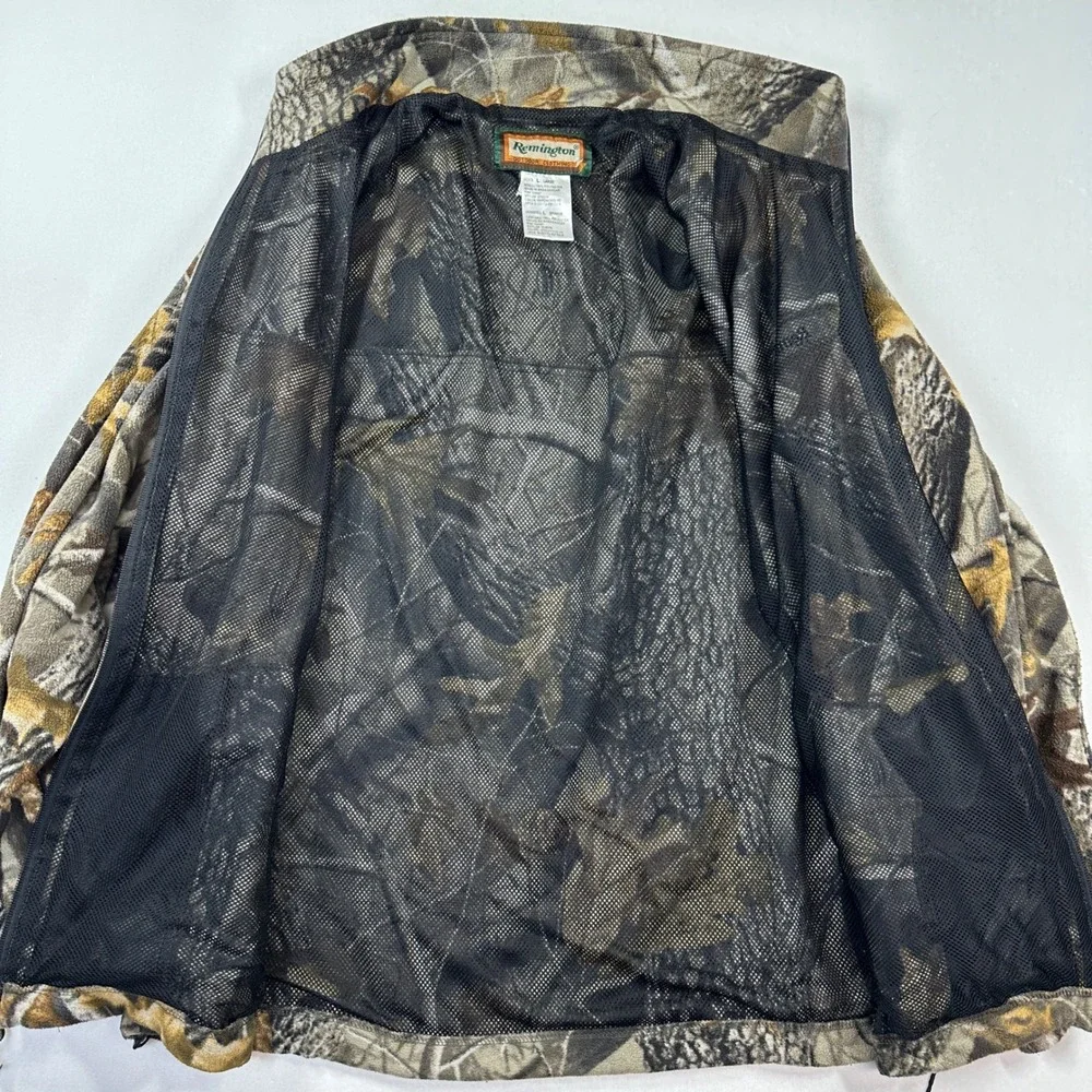 Vtg Remington Fleece Jacket Mens Large Hardwood HD Camo Full Zip Outdoor Hunting